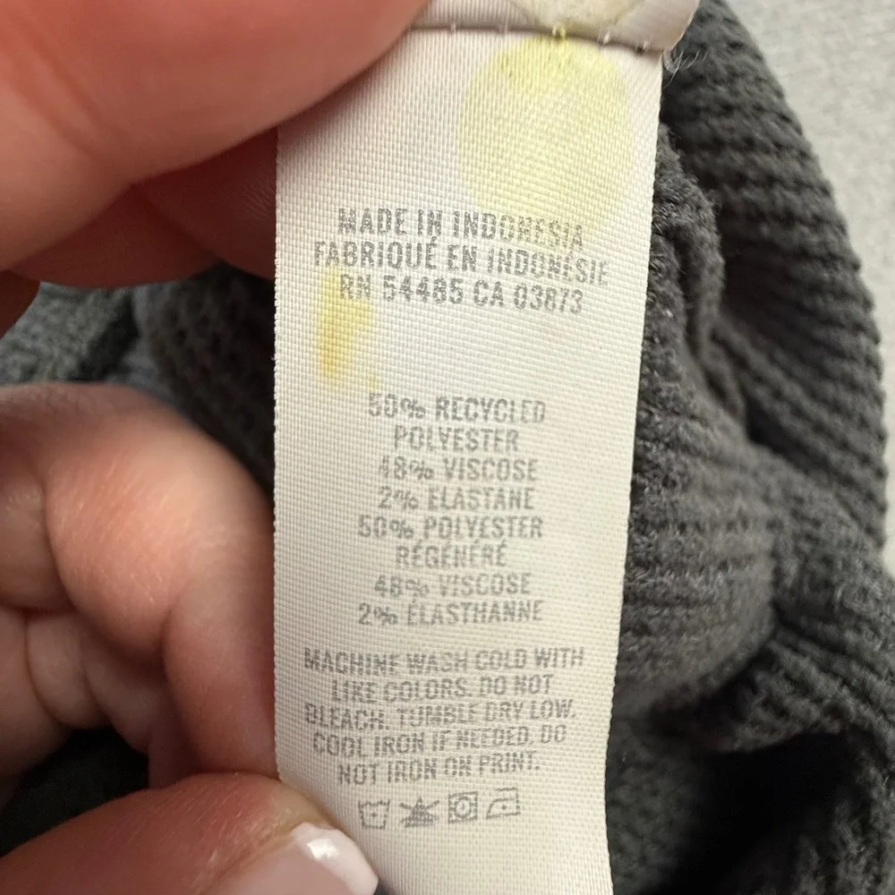 Aerie Women Charcoal Grey Waffle Knit Cargo Jogger Lounge Pants Size Large